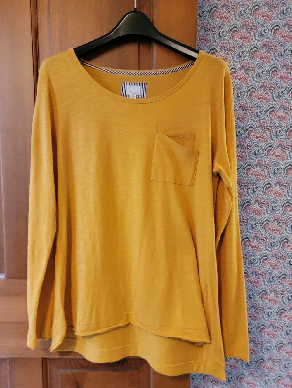 NWT Anthropologie Postmark Mustard Slub Cotton Raw Edge Tunic Top XL